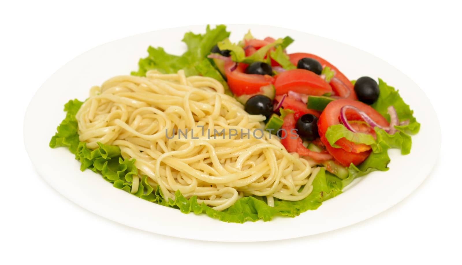 salad on a plate isolated on white background