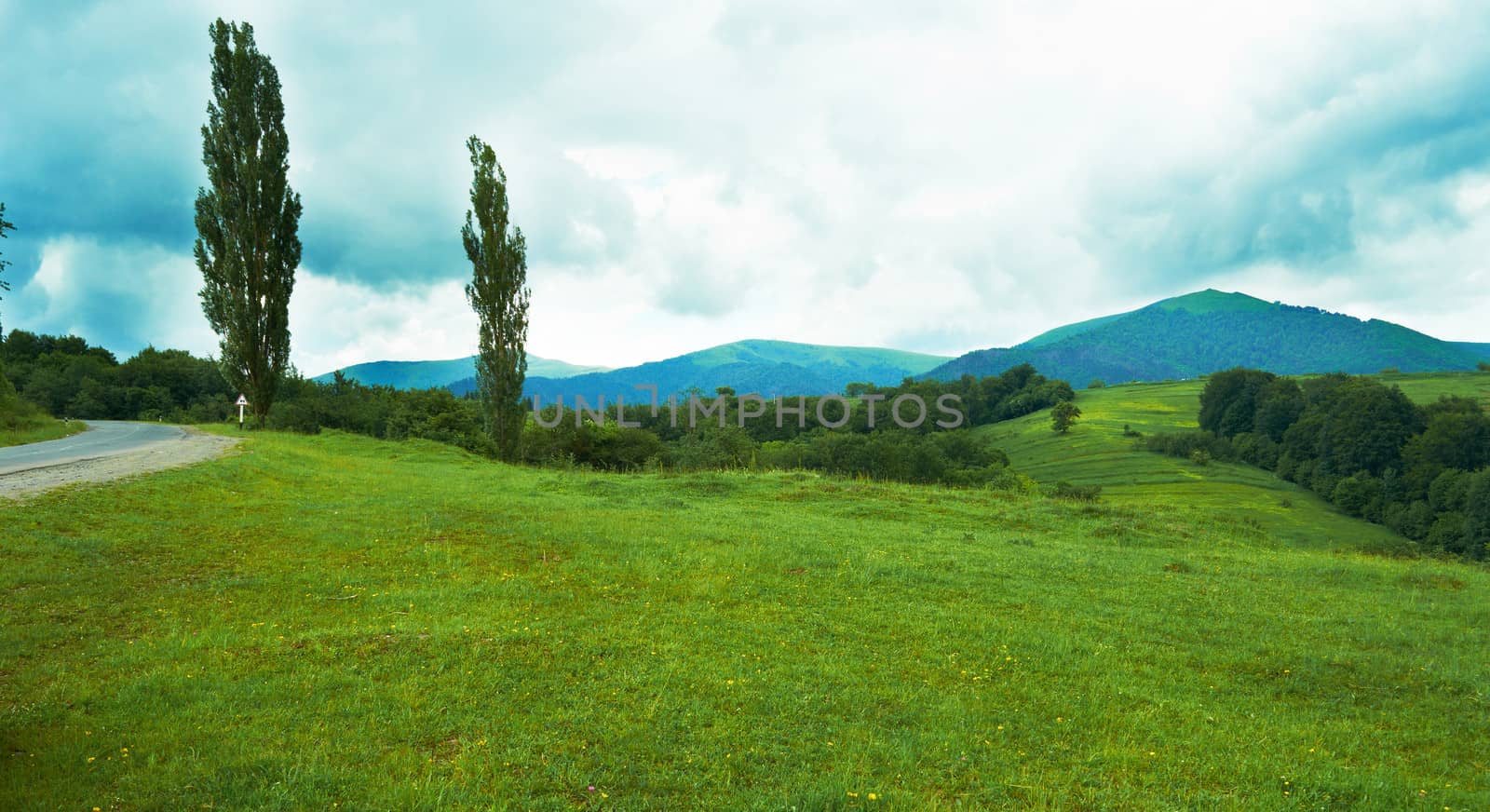 The mountainous terrain of the mountains of the European