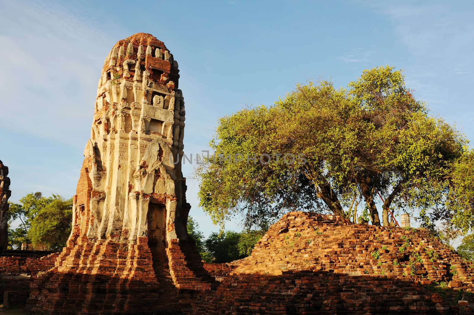 Ancient buddhist wat in Ayutthaya Thailand