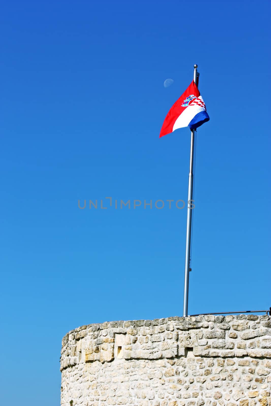 Croatian flag on the top of the fortress