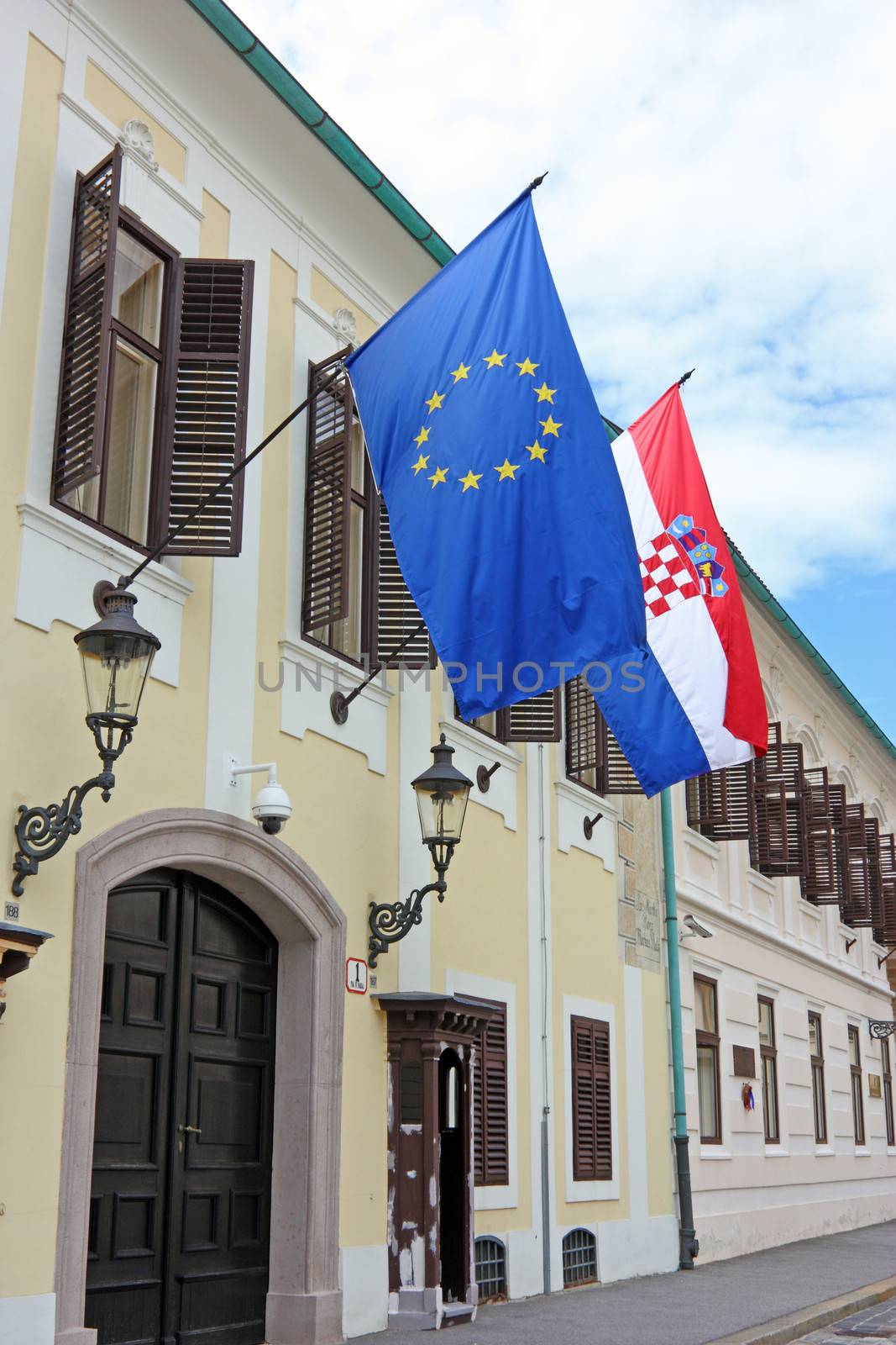 Flags of European Union and Croatia