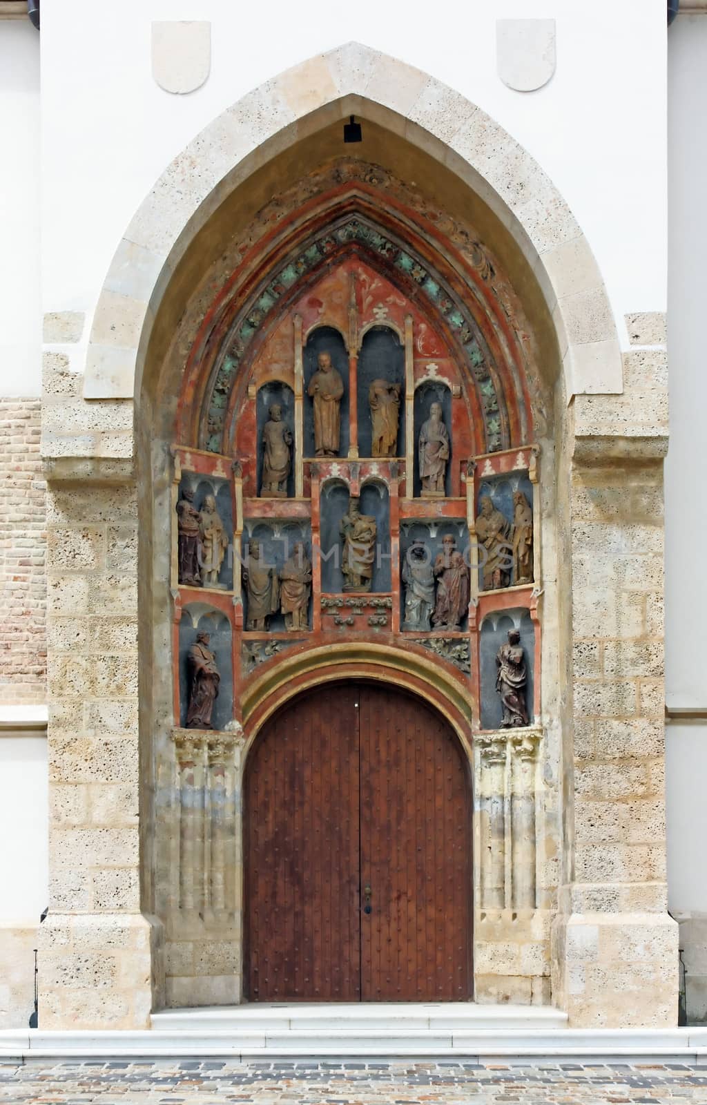 Entrance door to the Church of St. Mark, Zagreb, Croatia