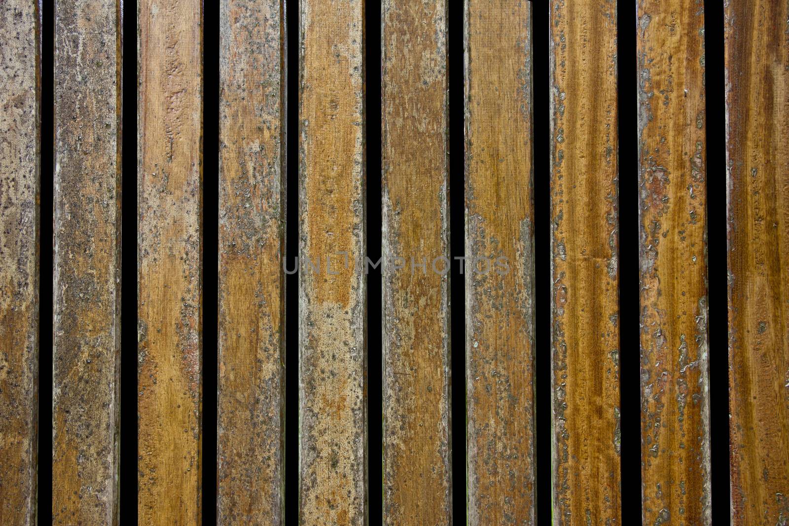 Wooden fence texture in isolated on black
