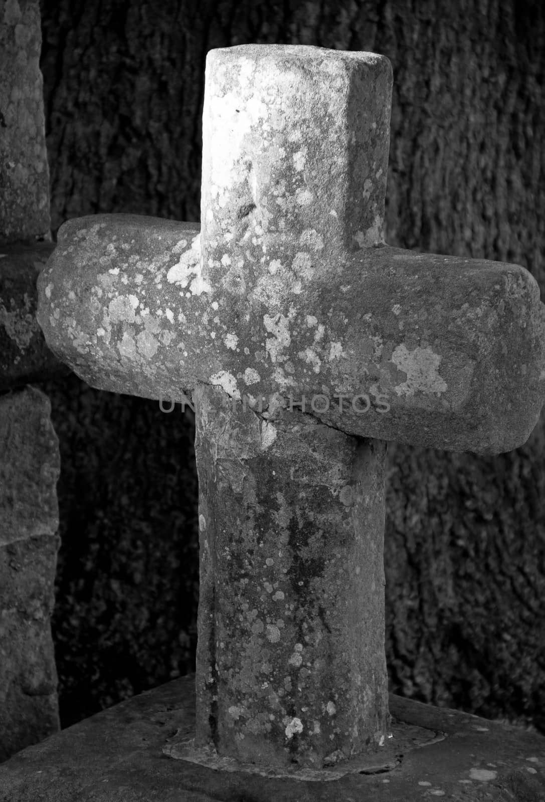 stone cross in a village in Asturias, Spain