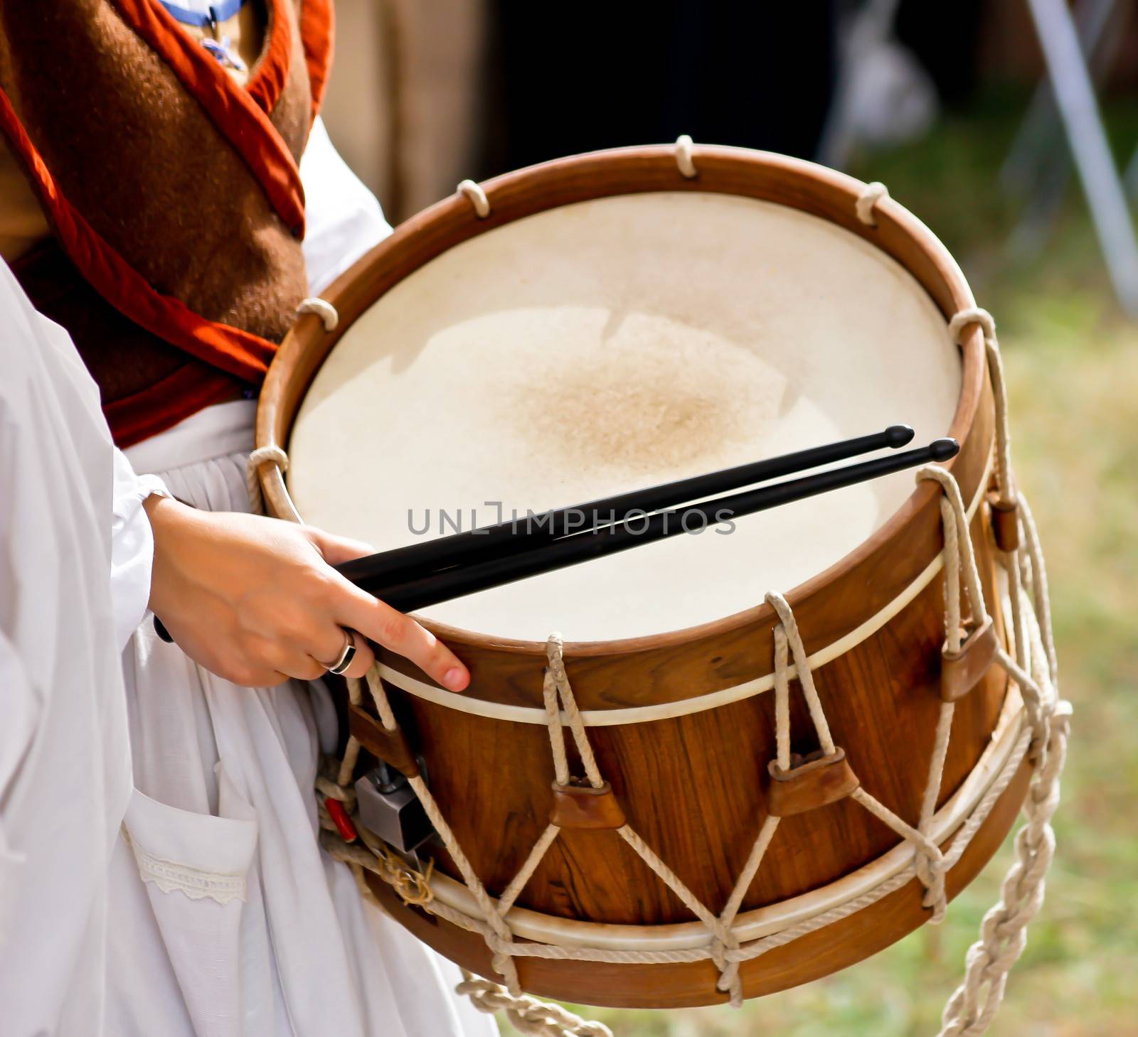 Traditional drumming woman by marco_govel