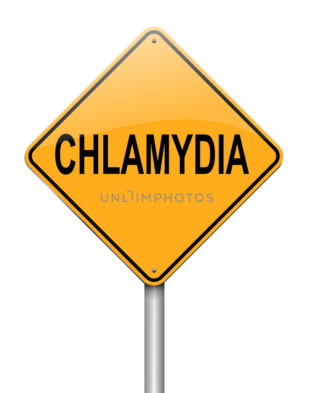 Illustration depicting a sign with a chlamydia concept.