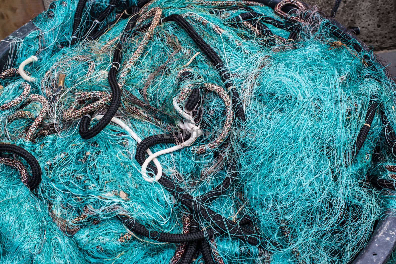 fishing nets for professional mediterranean fishermen in Liguria, Italy
