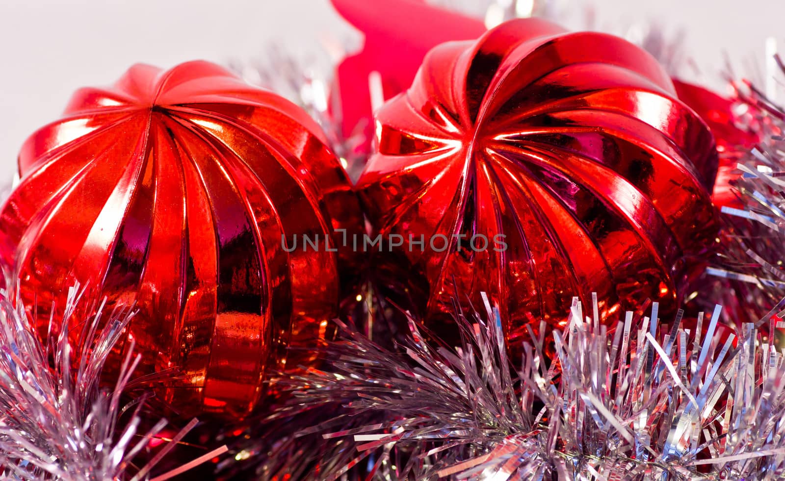 typical decoration of Christmas days in silver and red colors