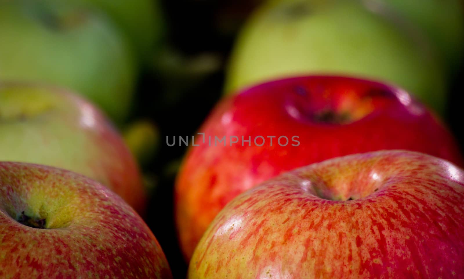 red and green apples detail