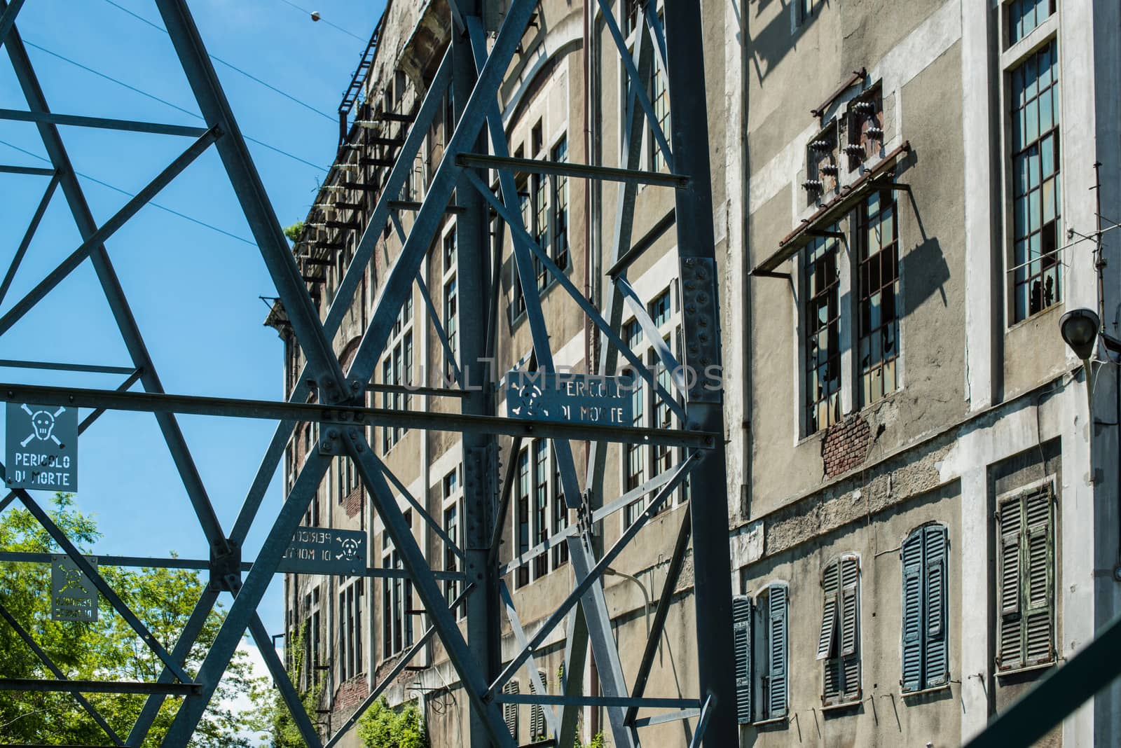Old derelict electric power substation in Liguria, Italy