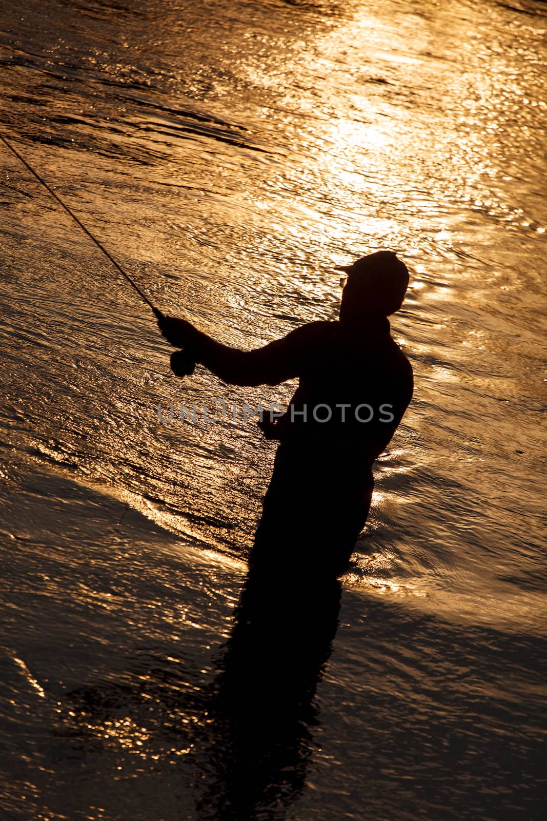 fisherman on the river by shebeko
