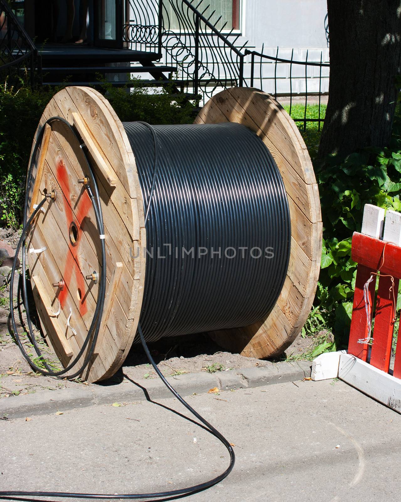 coil with electrical isolated cable on the city street