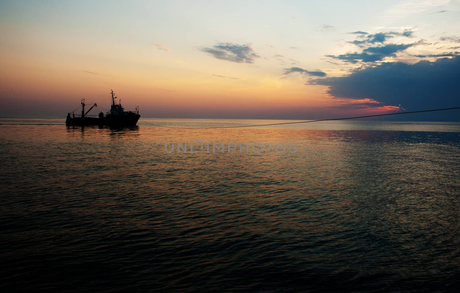 beautiful sunrise on baltic sea on warm summer day