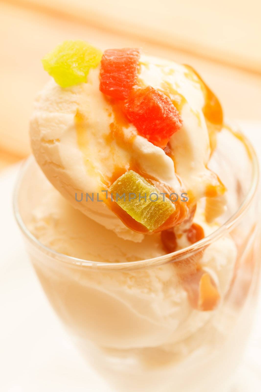 ice cream and tropical fruits