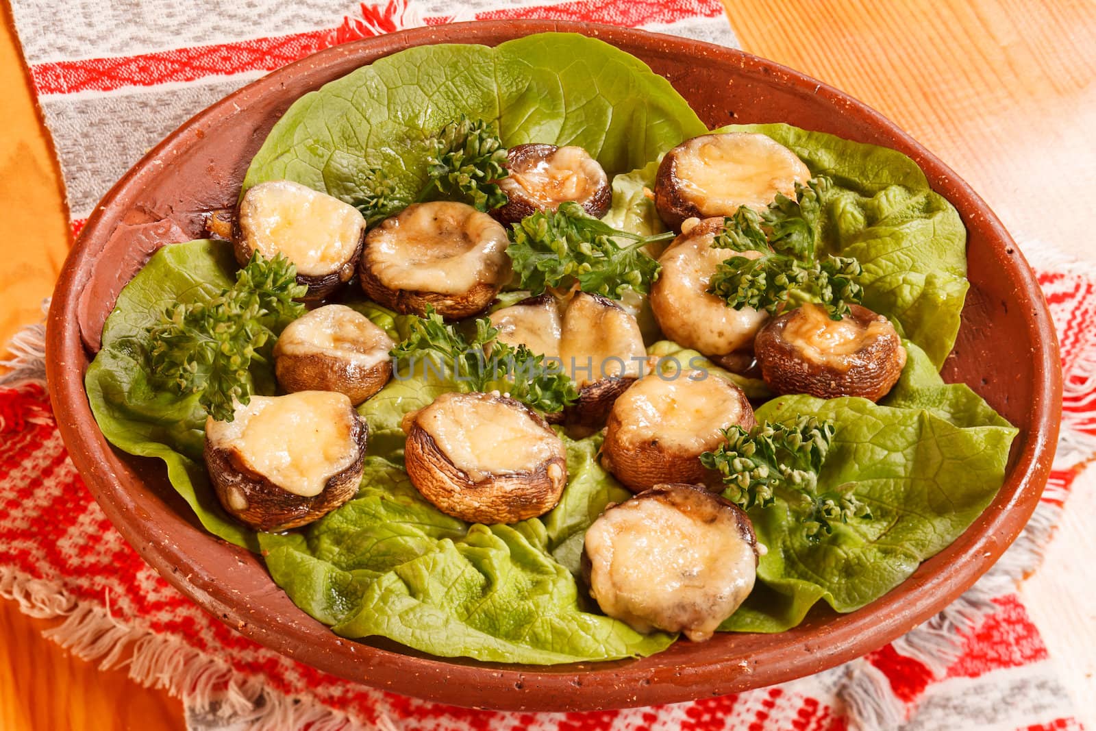 stuffed mushrooms with meat and cheese by shebeko