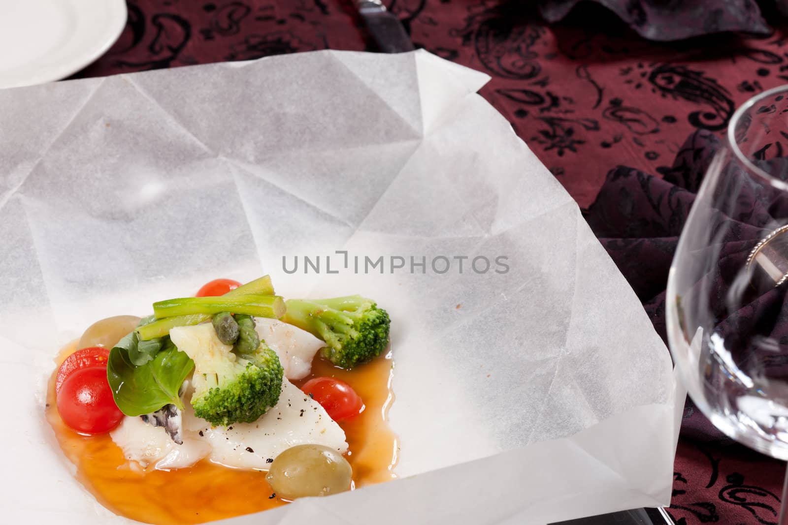 fish with vegetables in the parchment by shebeko