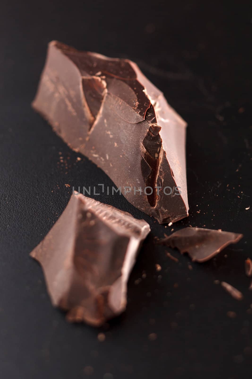 chocolate on black background