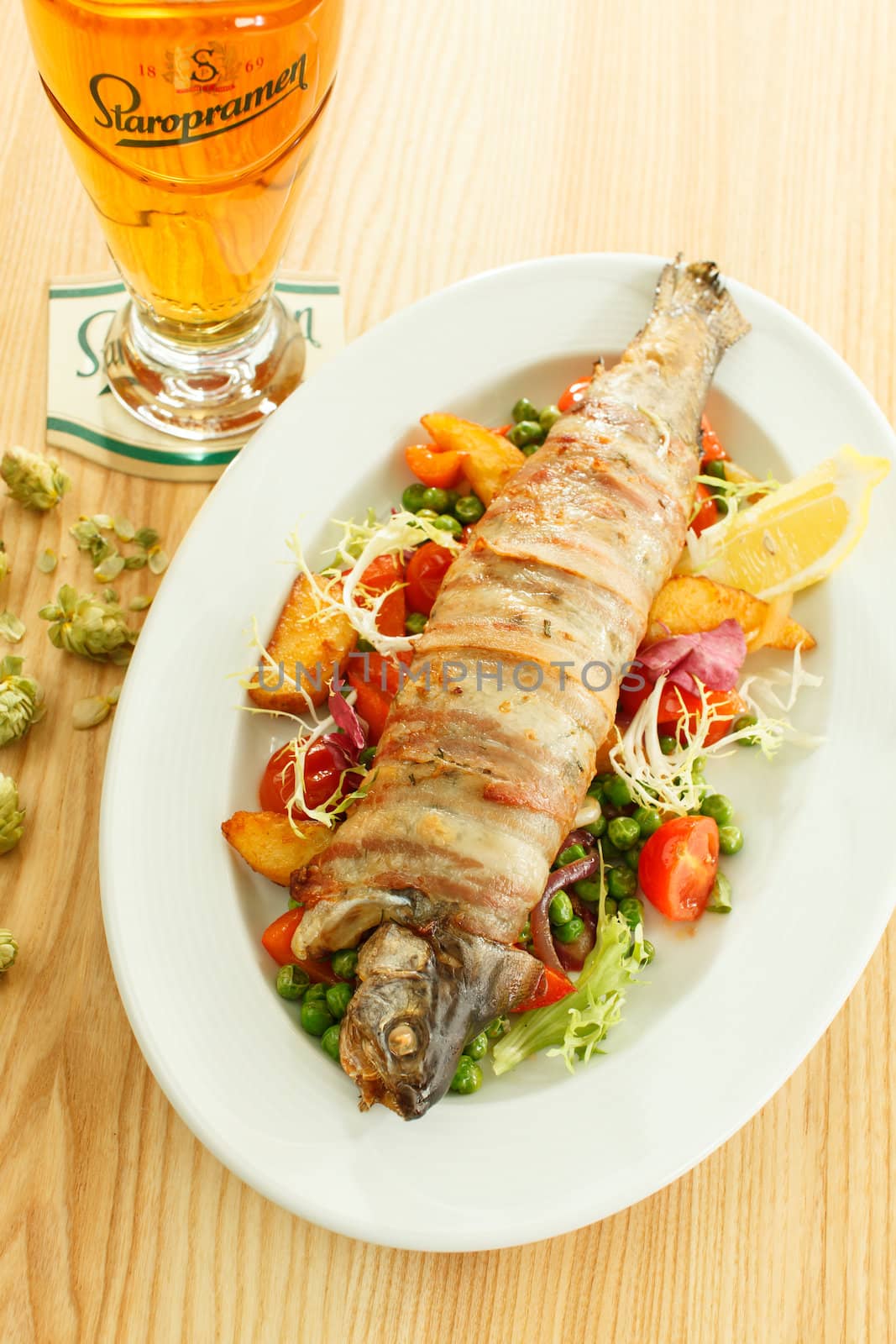 trout with vegetables and beer by shebeko