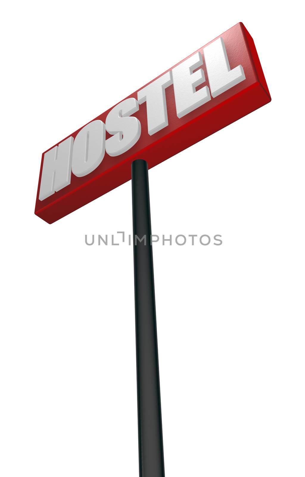 hostel sign on white background - 3d illustration