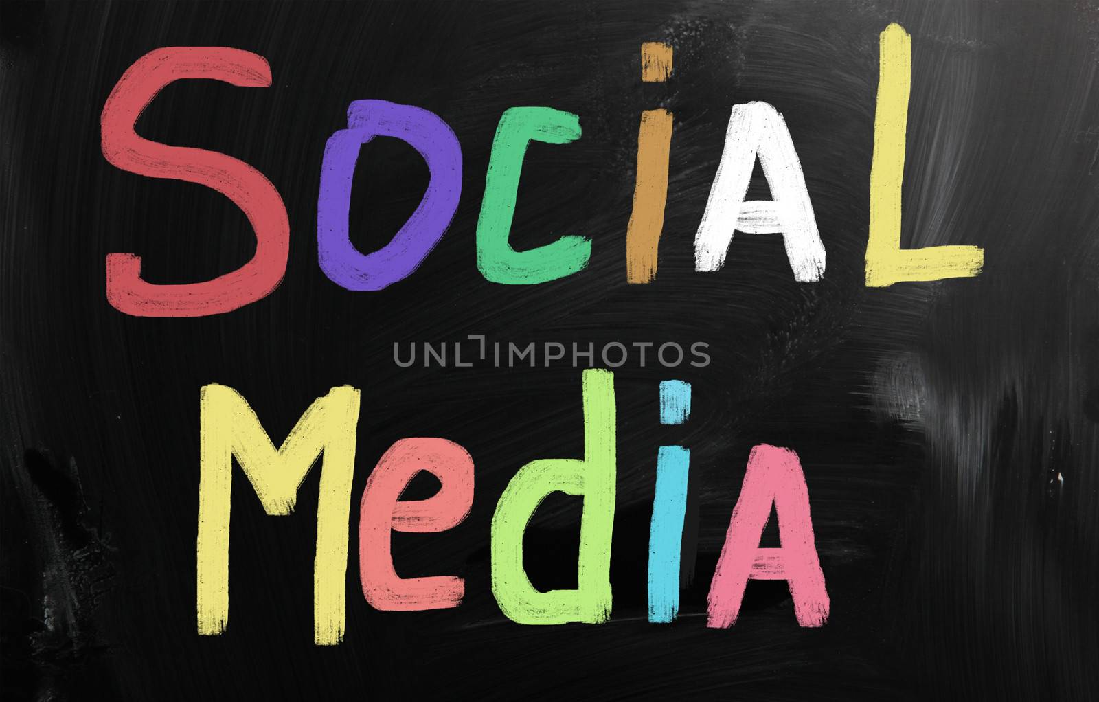 social media concept - text handwritten on a blackboard