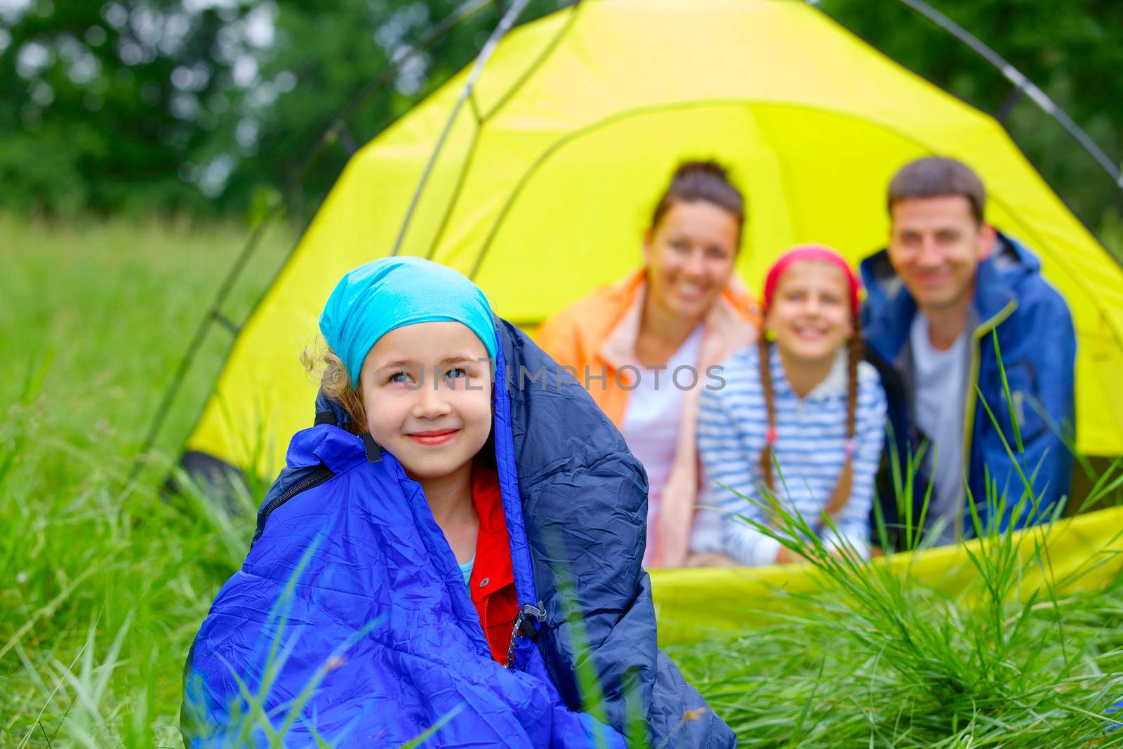 Young girl camping by maxoliki