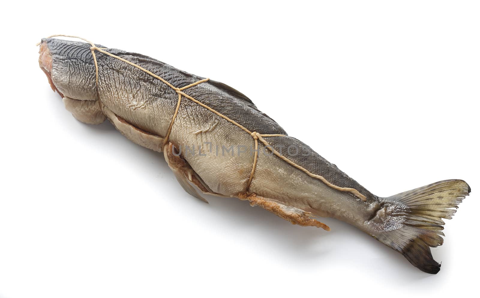 Isolated smoked hunchback salmon on the white background