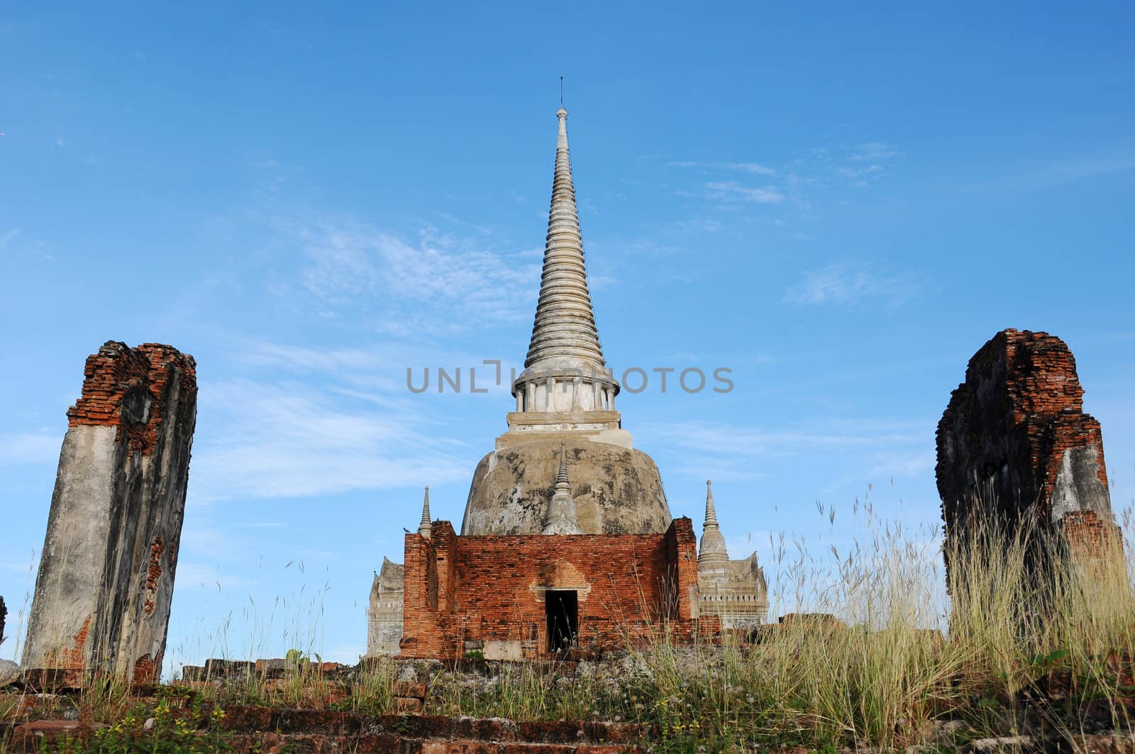 Ancient buddhist wat in Ayutthaya, Thailand