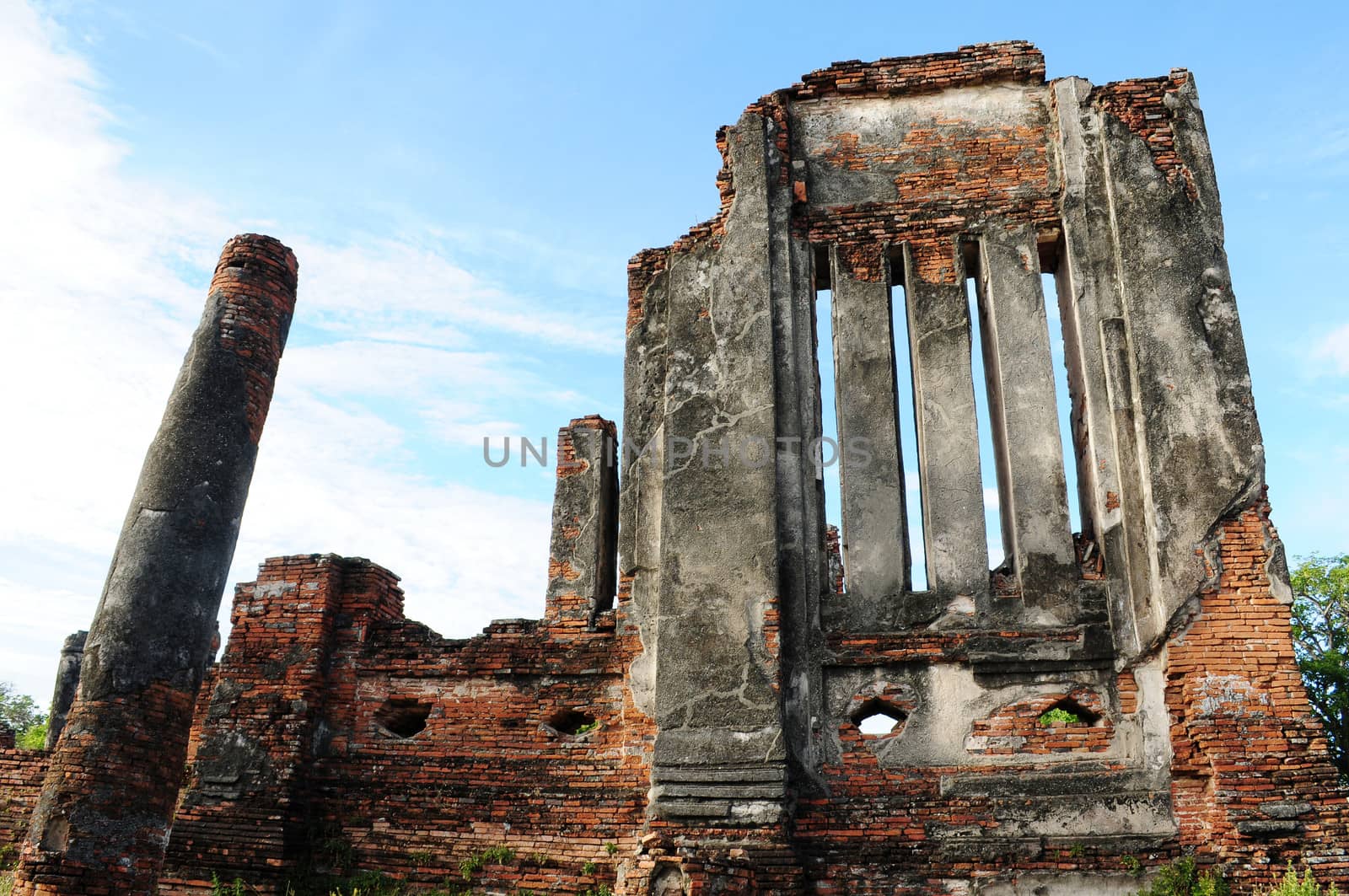 Ancient buddhist wat in Ayutthaya, Thailand
