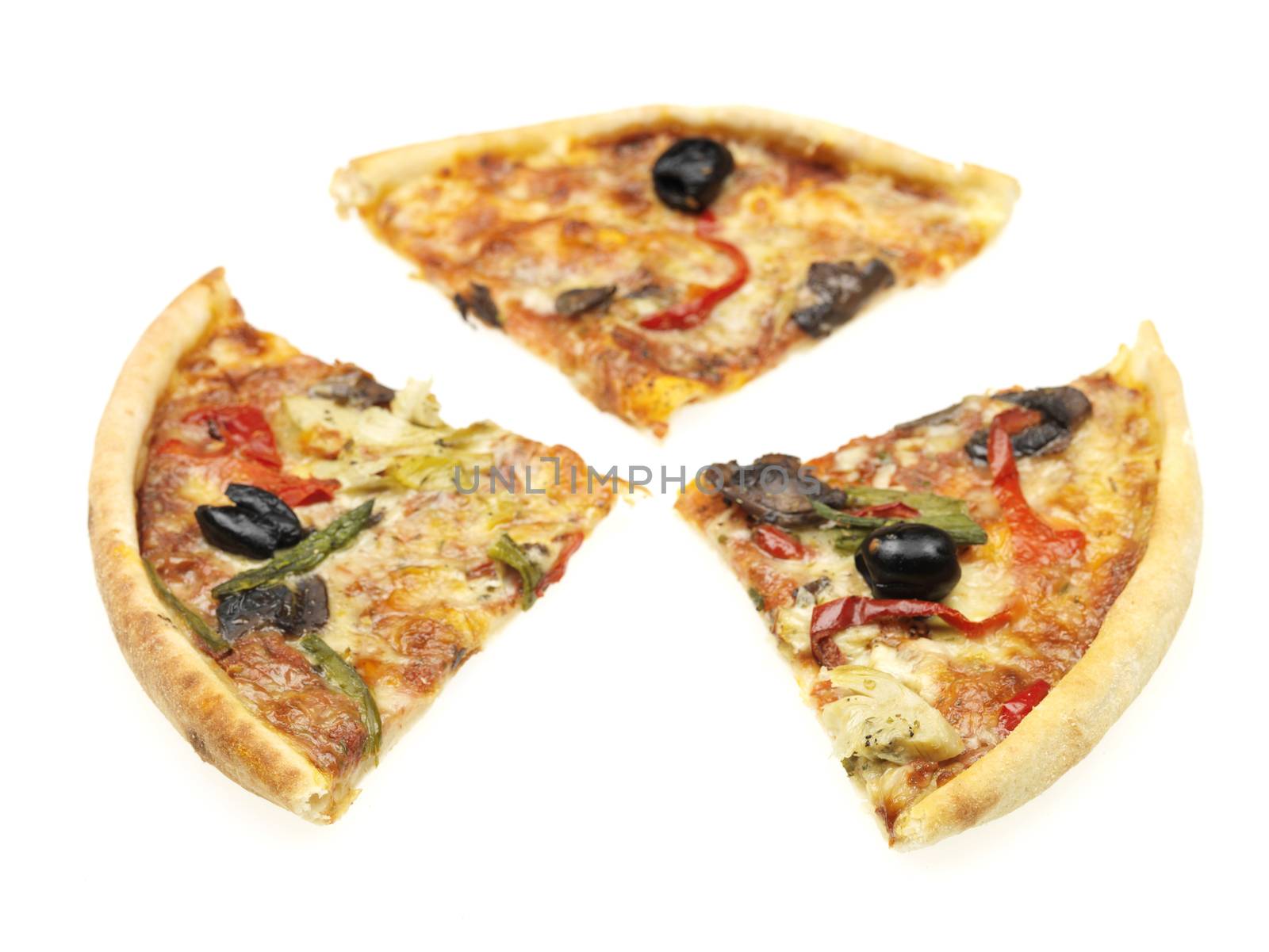 Vegetarian Pizza Slices isolated white background