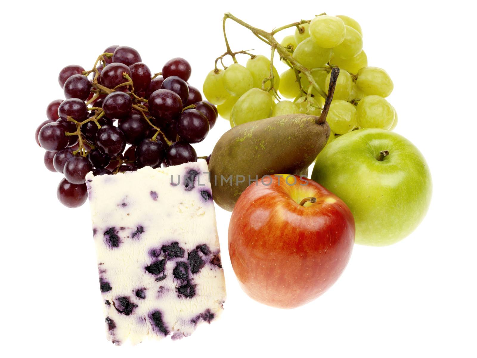 Blueberry White Stilton Cheese with Fruit isolated white background