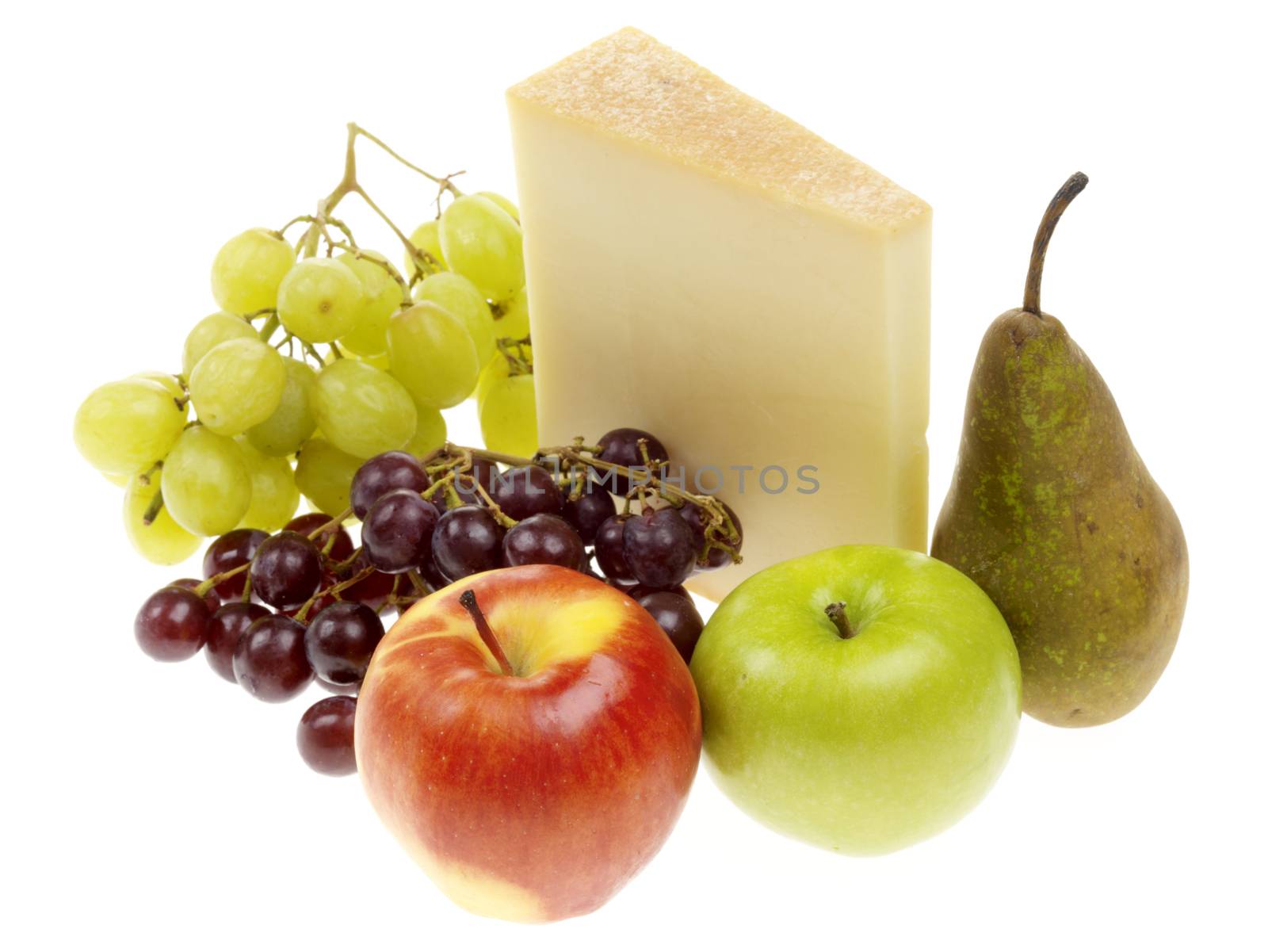 Beaufort Cheese with Fruit Isolated White Background
