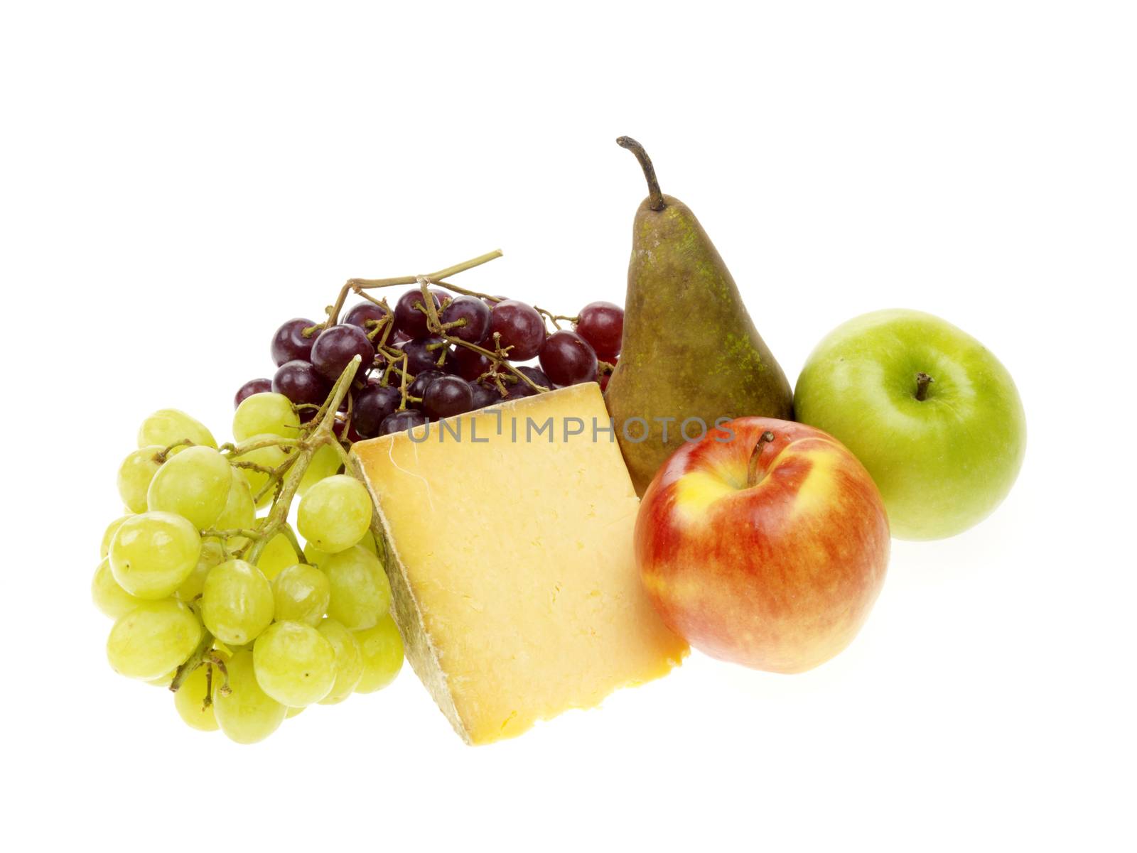 Cheshire Cheese with Fruit Isolated White Background