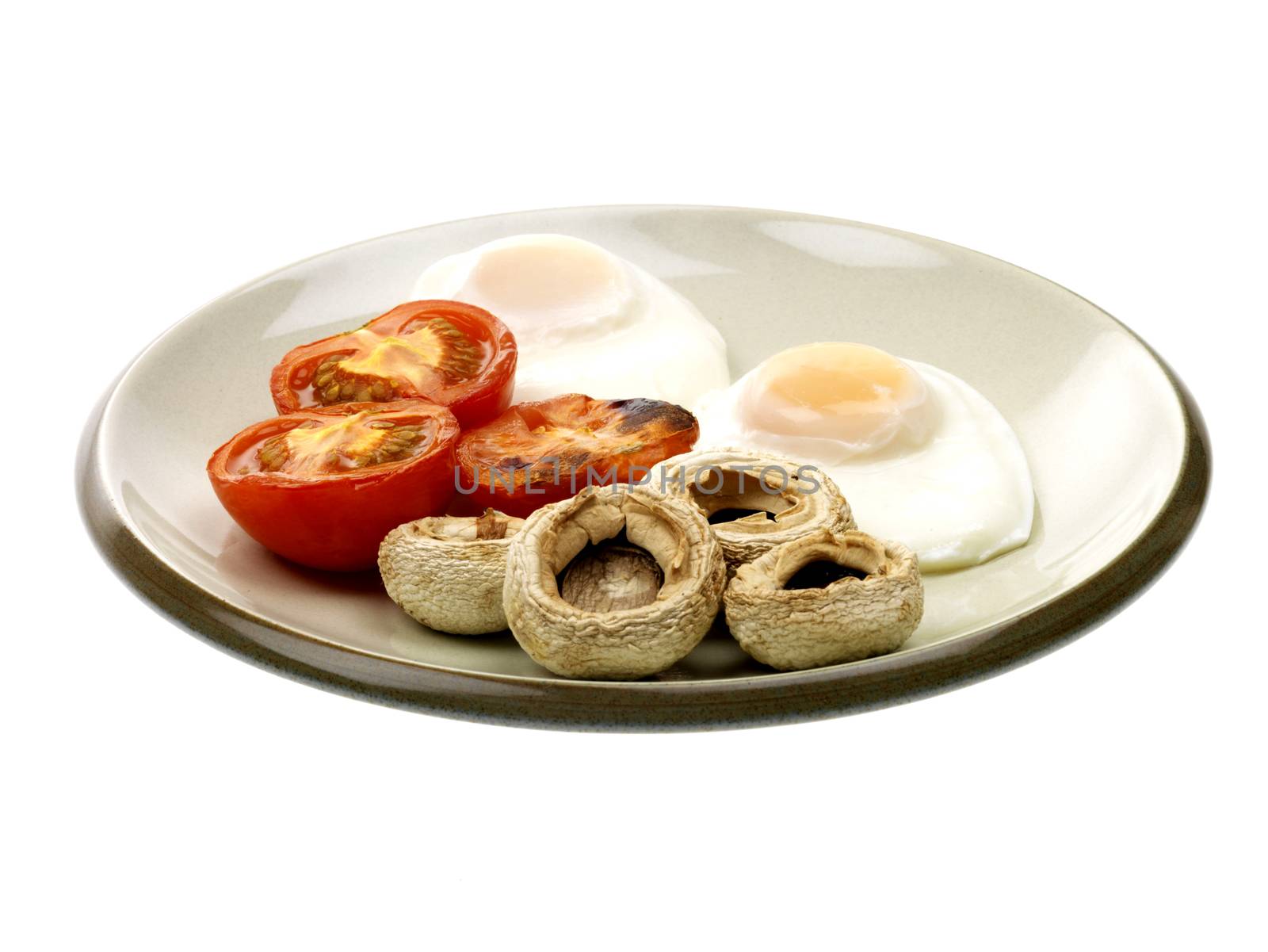 Poached Eggs With Grilled Tomatoes And Mushrooms