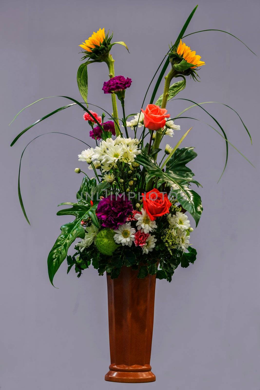 bouquet of flowers in a ceramic vase