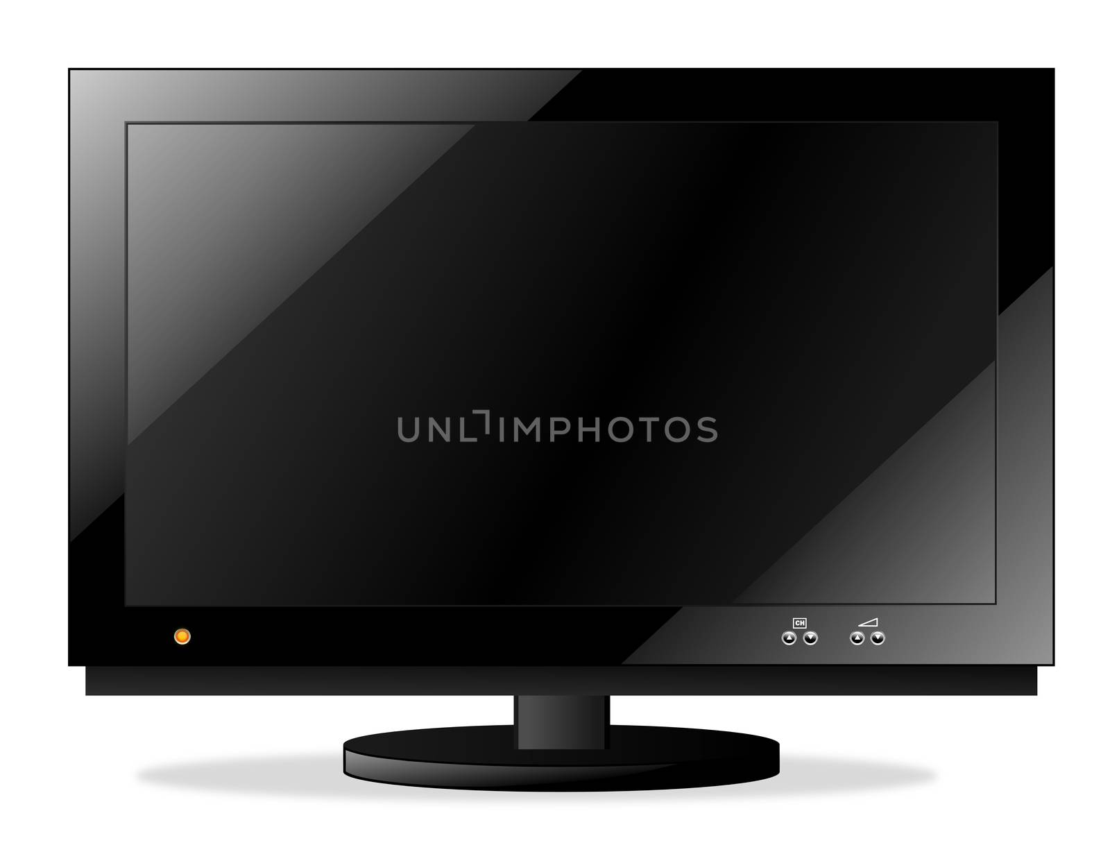 A flat screen black high definition lcd tv with a blank screen
