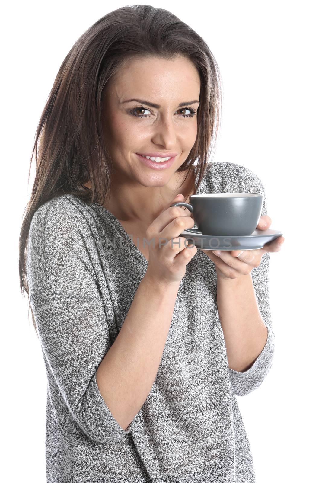 Model Released. Woman Drinking a Cup of Coffee by Whiteboxmedia