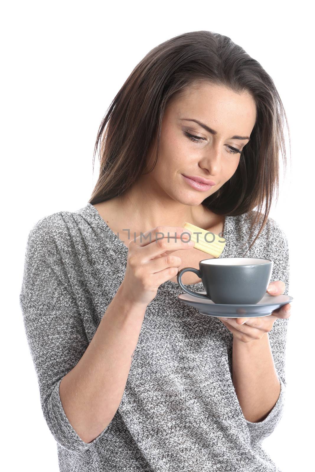 Model Released. Woman Drinking a Cup of Coffee by Whiteboxmedia