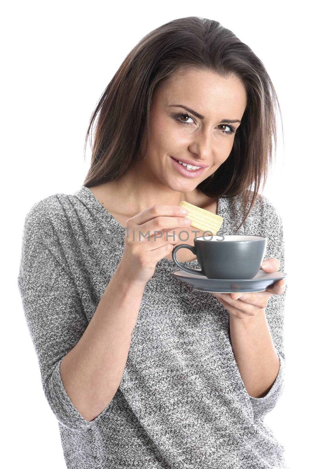 Model Released. Woman Drinking a Cup of Coffee by Whiteboxmedia