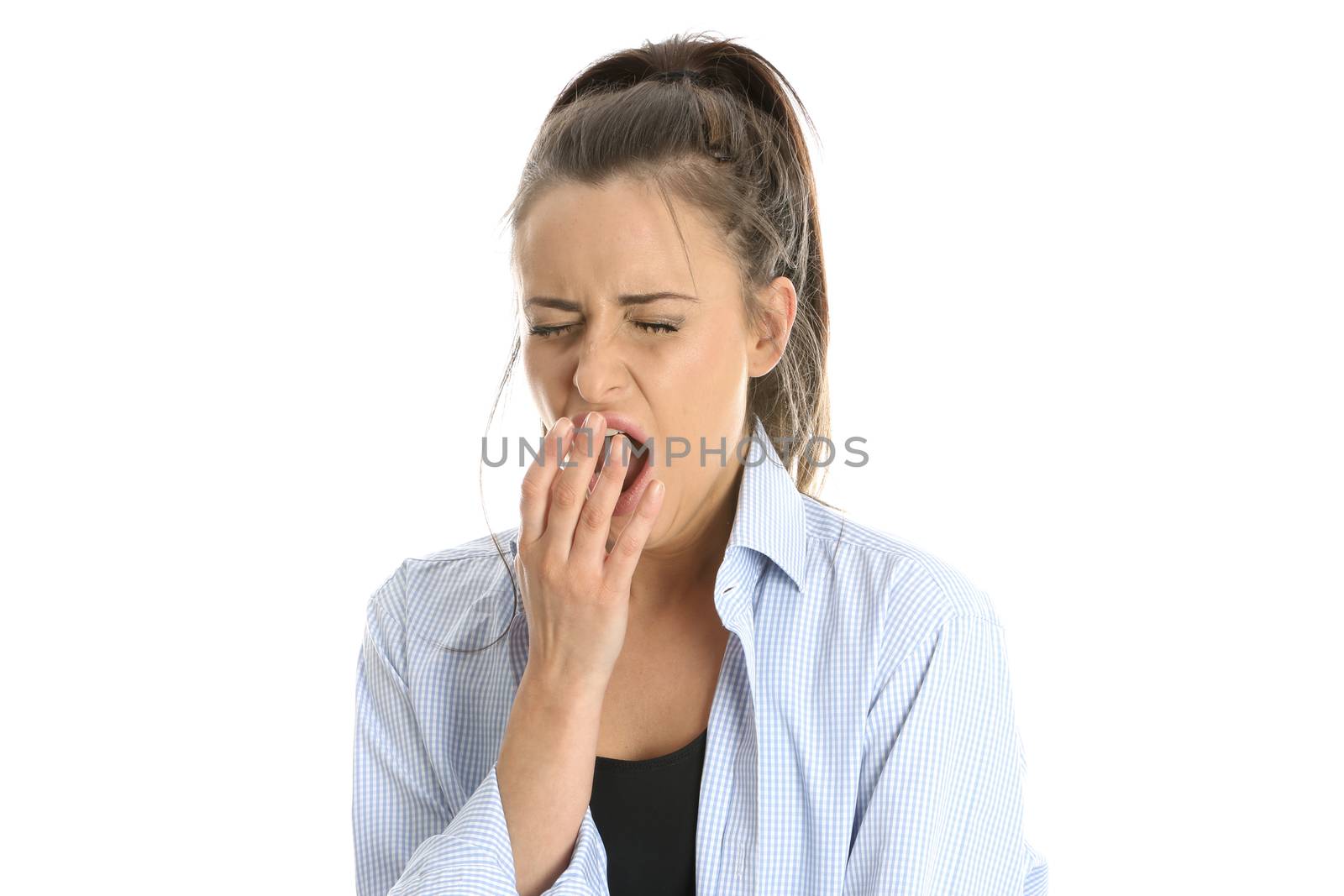 Model Released. Woman Yawning by Whiteboxmedia