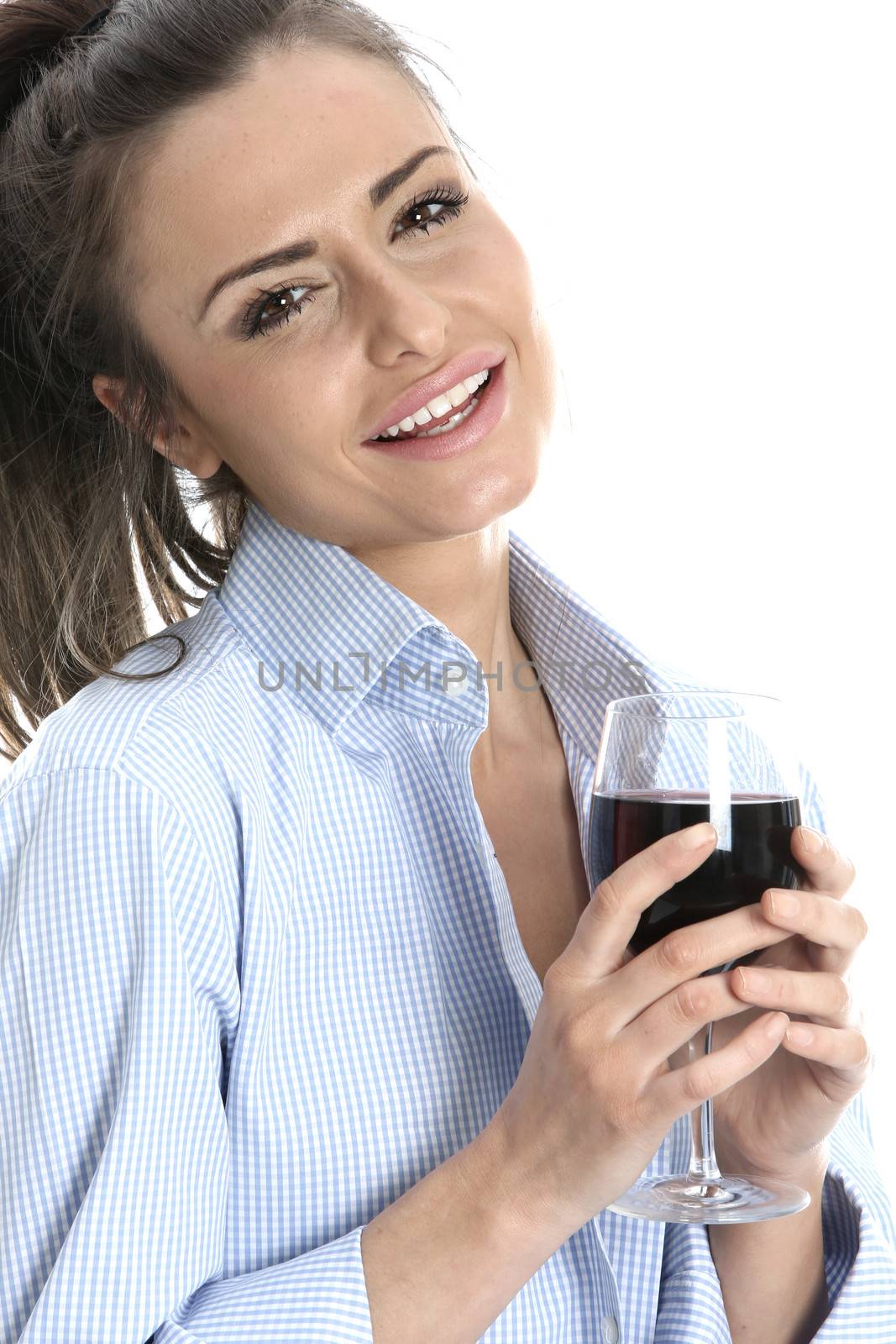 Model Released. Woman Drinking a Glass of Red Wine by Whiteboxmedia