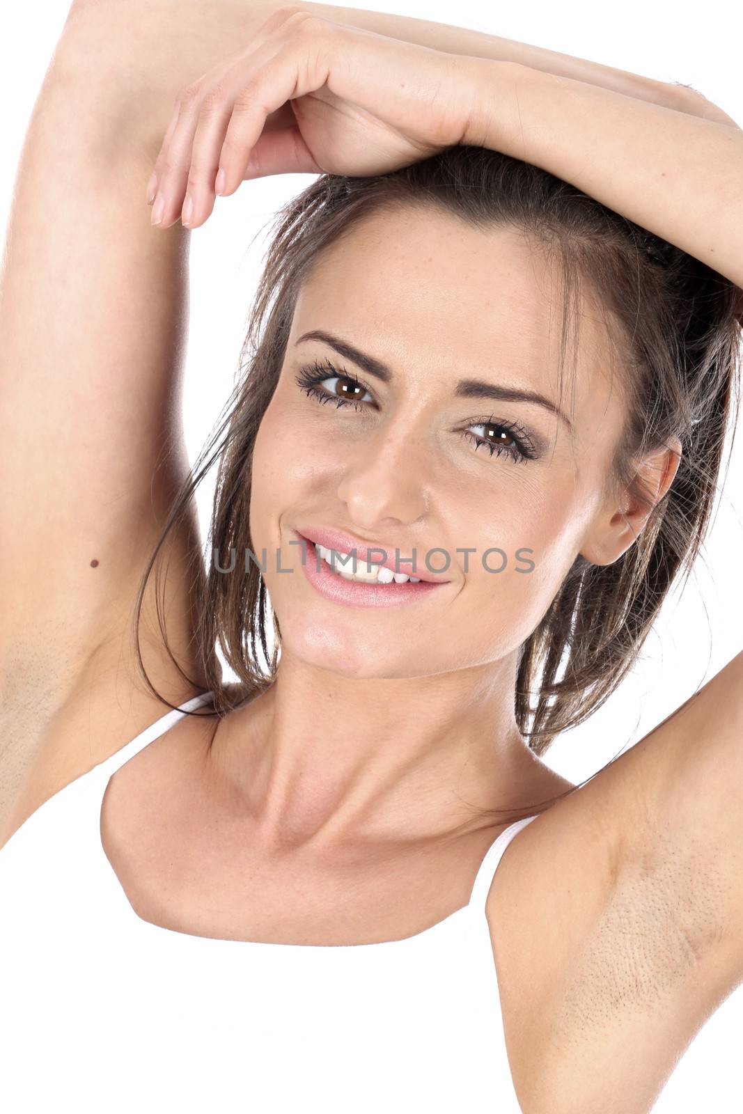 Model Released. Happy Young Woman Portrait by Whiteboxmedia