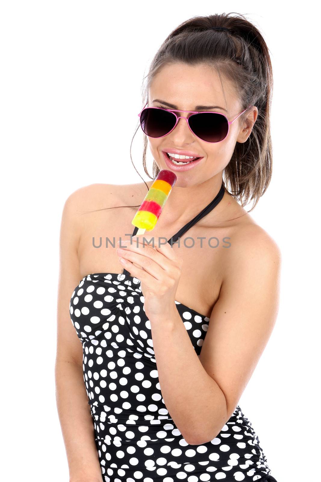 Model Released. Woman Eating Ice lolly by Whiteboxmedia