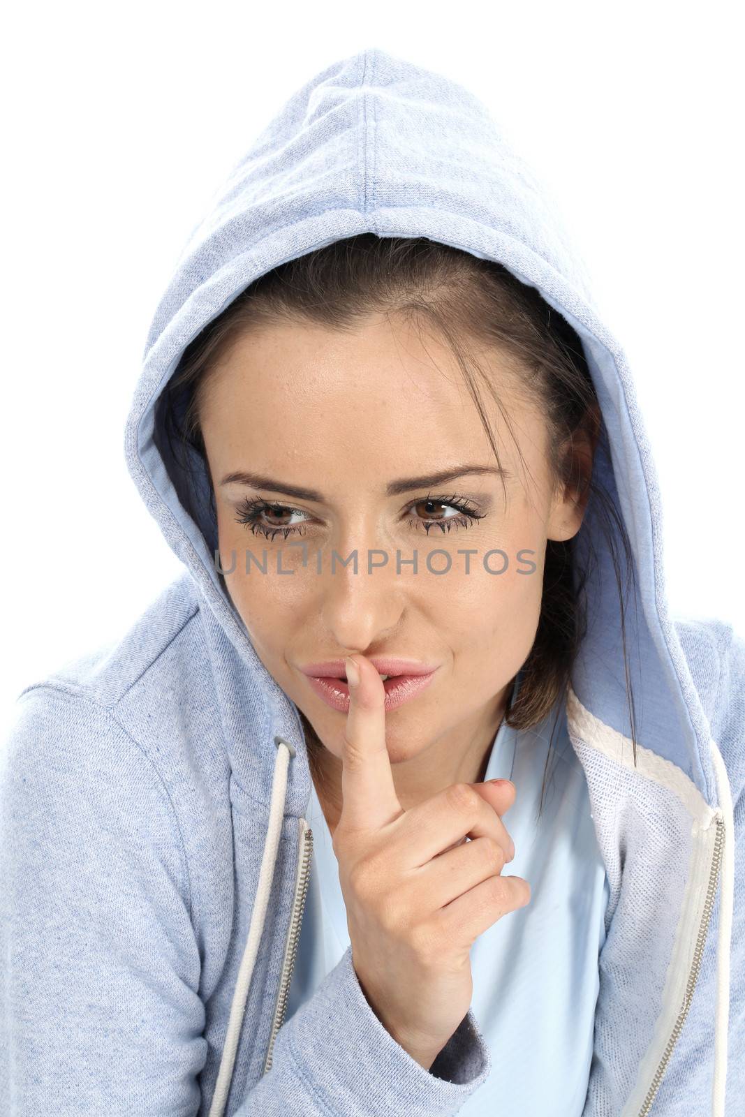 Model Released.Young Woman Wearing Hoody