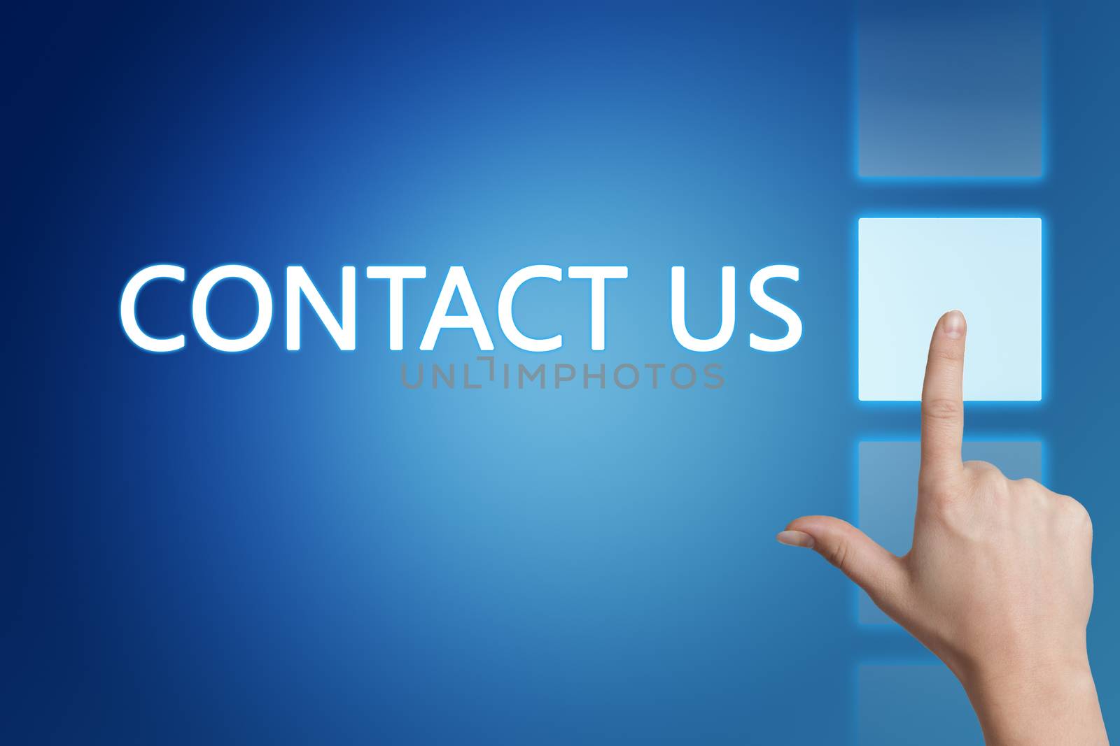 Marketing concept: words Contact us on blue background. 