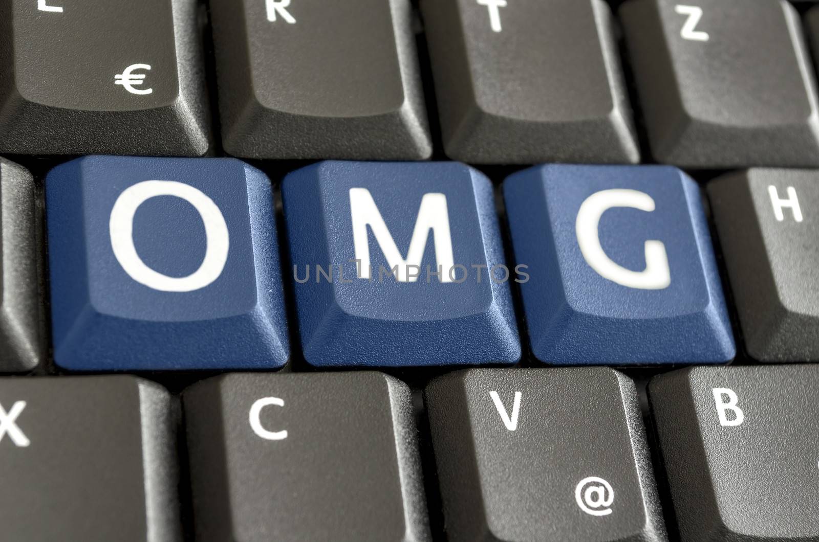 Abbreviation OMG written on computer keyboard by Gajus