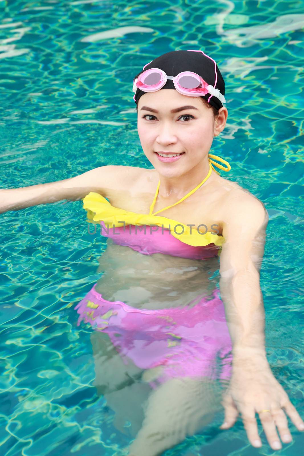 beautiful woman in swimming pool