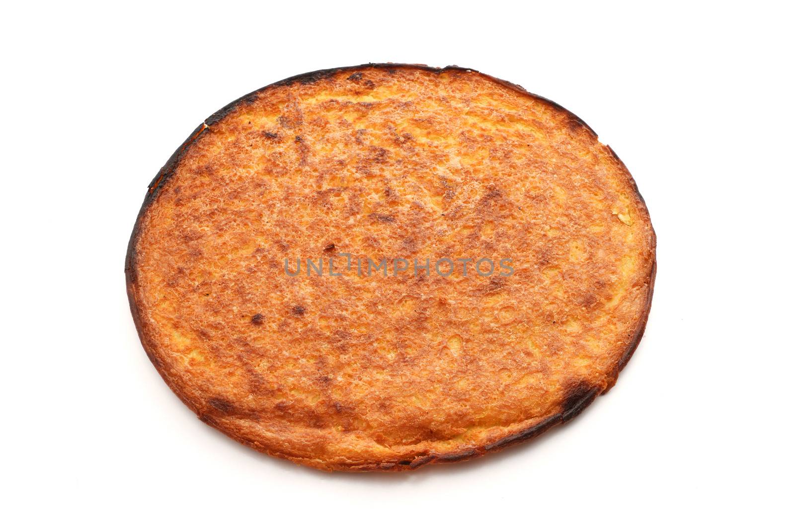 italian farinata baked with chickpea flour over white background