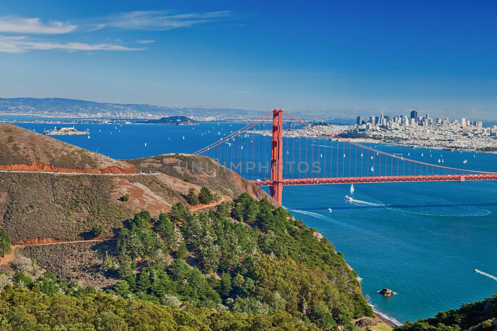 San Francisco With Golden Gate bridge and Alcatraz