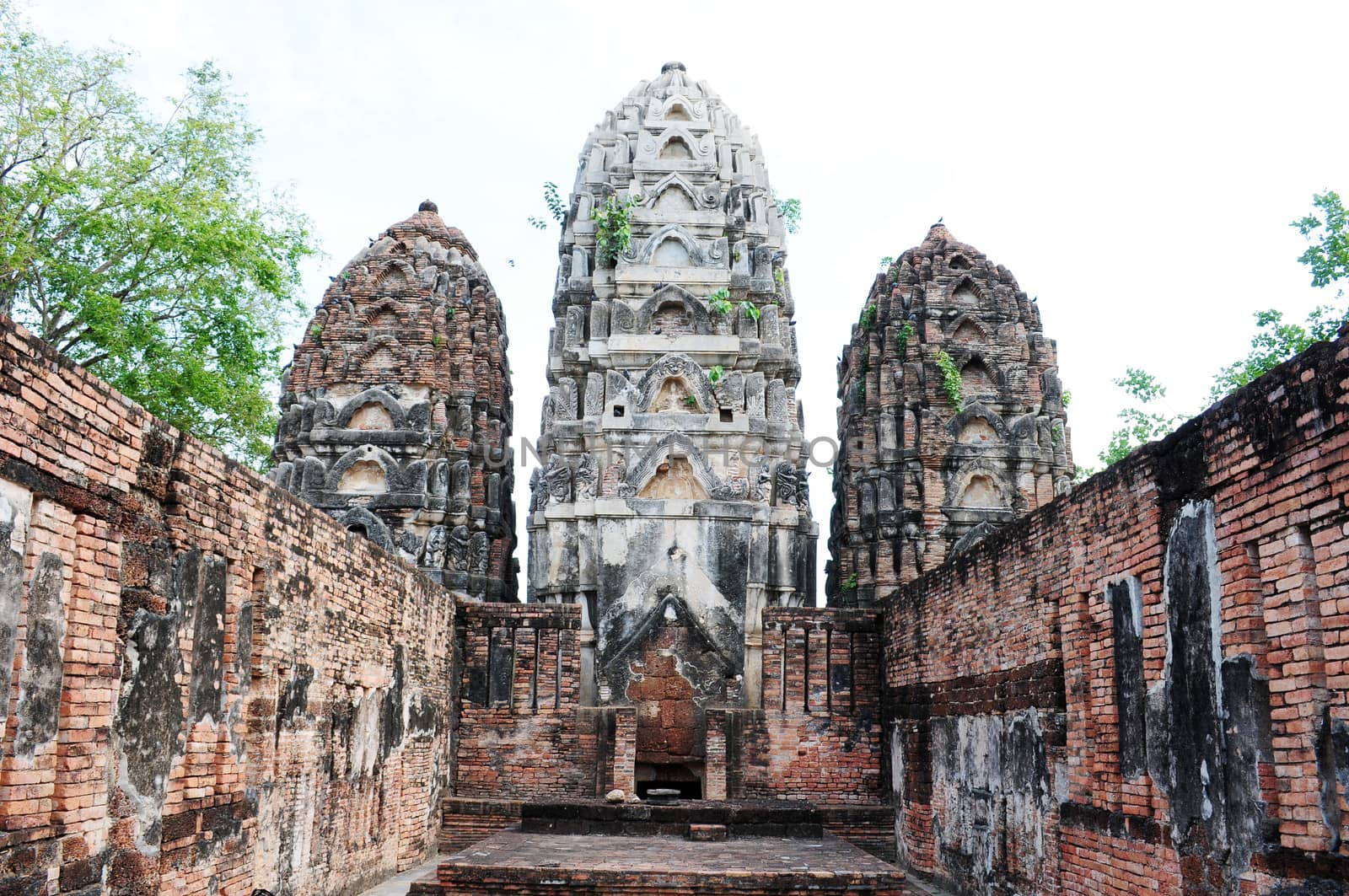 Ancient wat ruins in the Historical Park of Sukhothai, Thailand