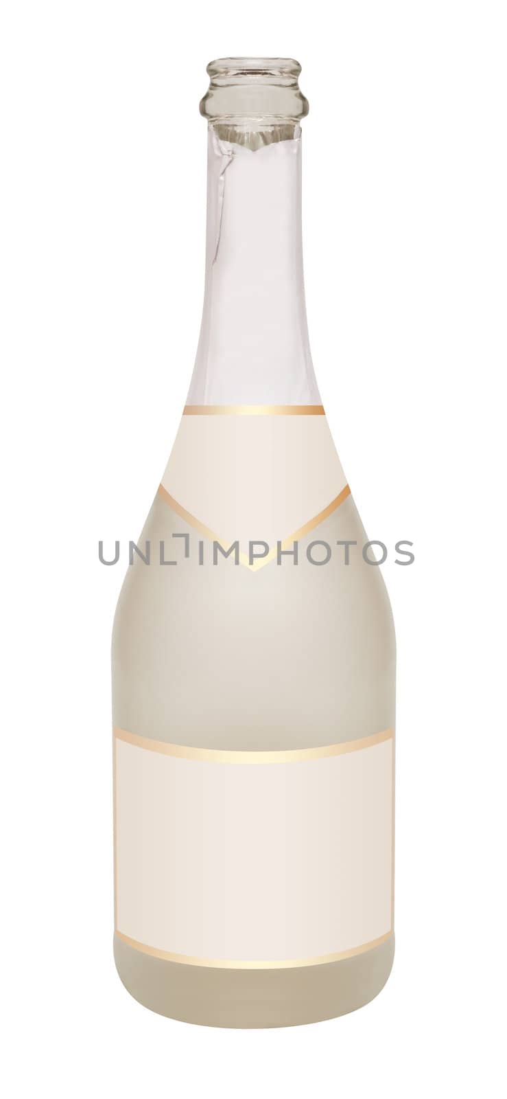 Empty Bottle of Champagne With Clipping Path - Isolated on White Background